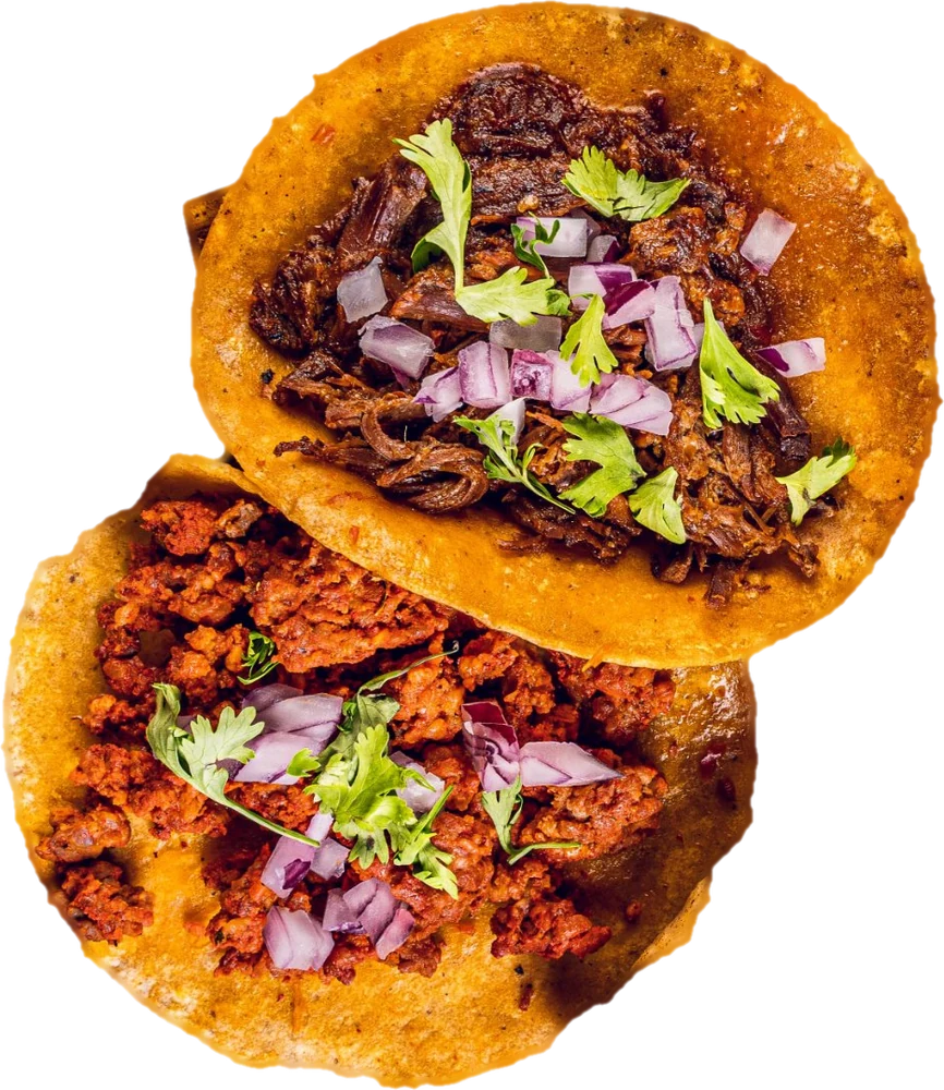 Tacos de barbacoa y chorizo